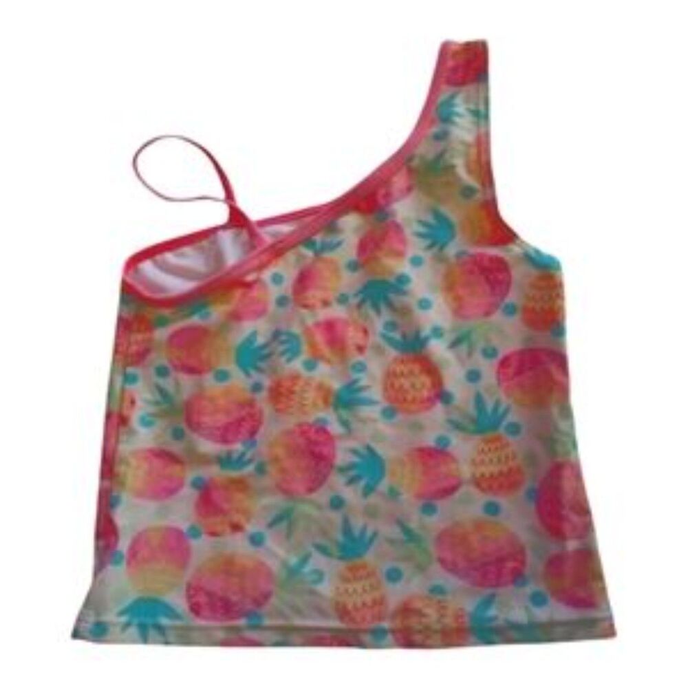 Ocean Pacific Girls Pineapple Print One-Shoulder Tankini Swim Top